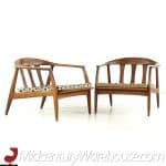 Milo Baughman for Thayer Coggin Mid Century Walnut Lounge Chairs - Pair