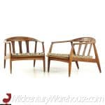 Milo Baughman for Thayer Coggin Mid Century Walnut Lounge Chairs - Pair
