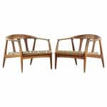 Milo Baughman for Thayer Coggin Mid Century Walnut Lounge Chairs - Pair