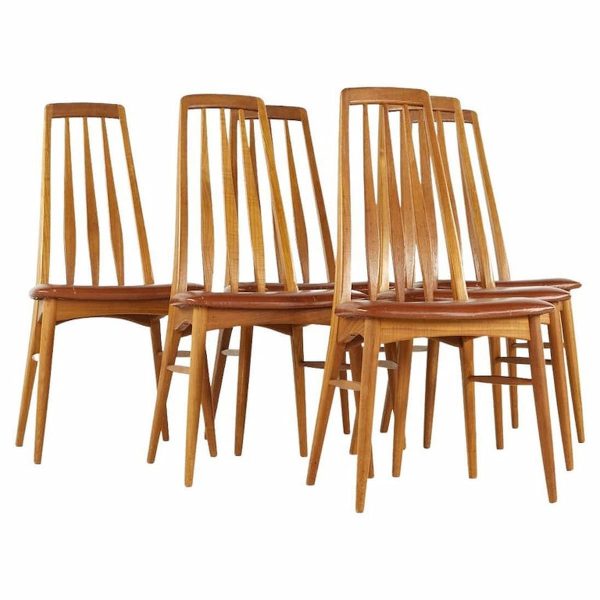 niels koefoed eva mid century danish teak dining chairs - set of 6