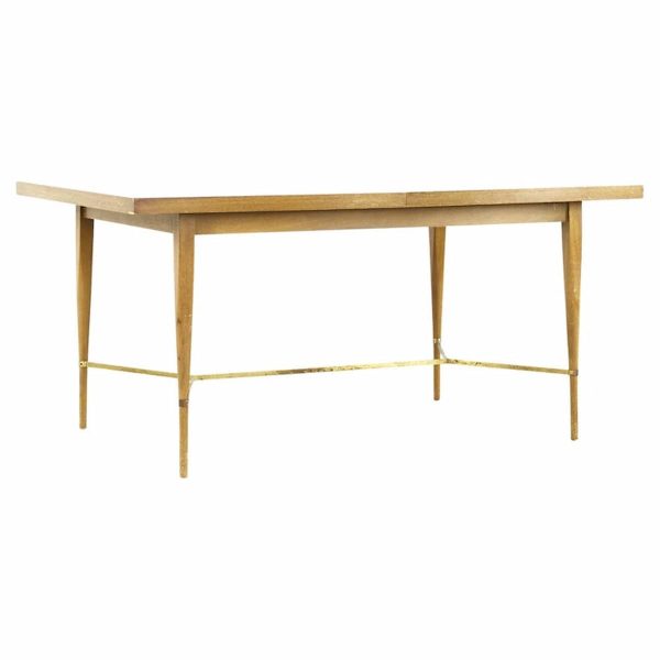 paul mccobb for calvin mid century brass and mahogany dining table with leaves