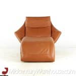roger rougier mid century brown leather chaise lounge