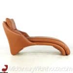 roger rougier mid century brown leather chaise lounge