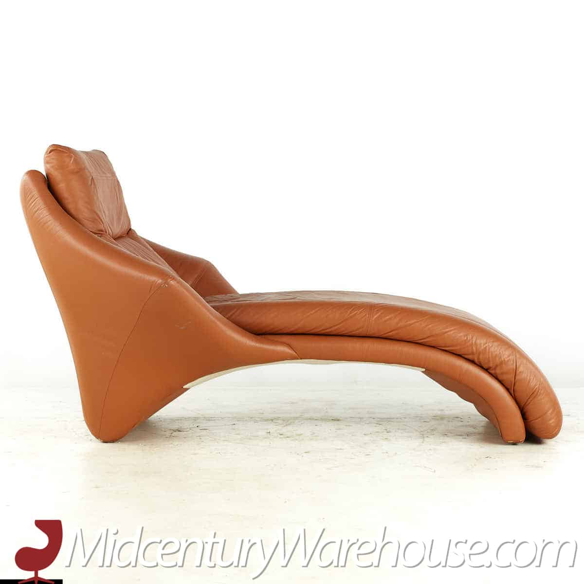 roger rougier mid century brown leather chaise lounge