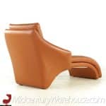 roger rougier mid century brown leather chaise lounge
