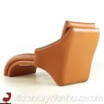 roger rougier mid century brown leather chaise lounge
