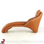 roger rougier mid century brown leather chaise lounge