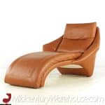 roger rougier mid century brown leather chaise lounge