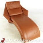 roger rougier mid century brown leather chaise lounge