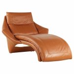 roger rougier mid century brown leather chaise lounge