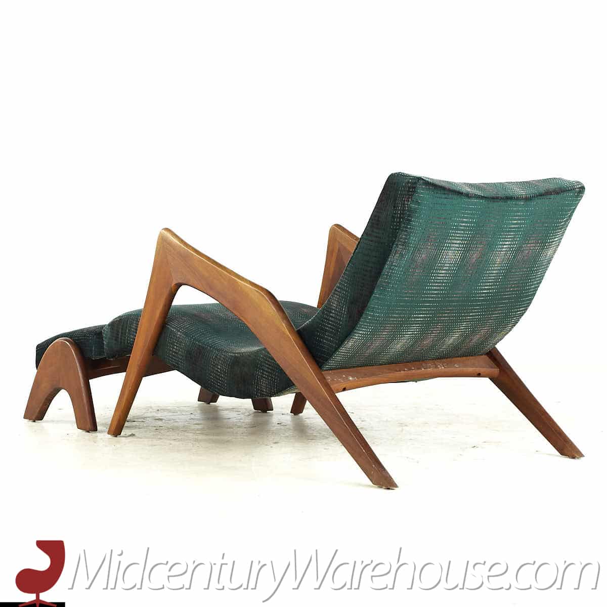Adrian Pearsall Mid Century Walnut Grasshopper Lounge Chair with Ottoman