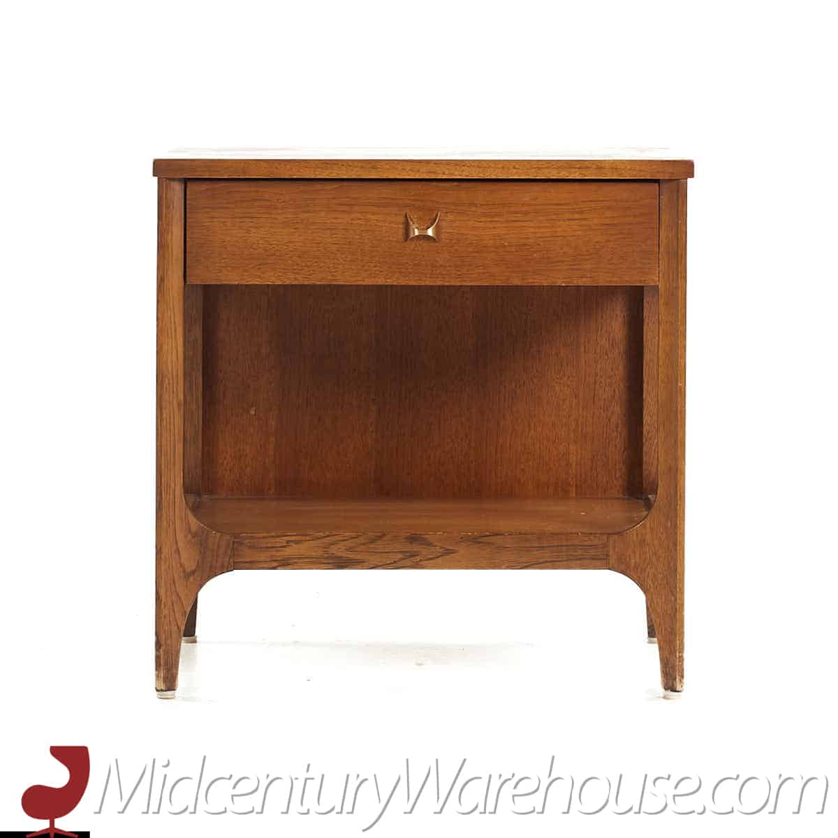 Broyhill Brasilia Mid Century Walnut and Brass Nightstand