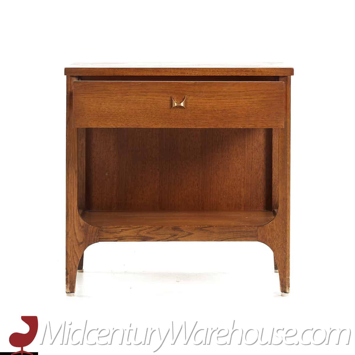 Broyhill Brasilia Mid Century Walnut and Brass Nightstand