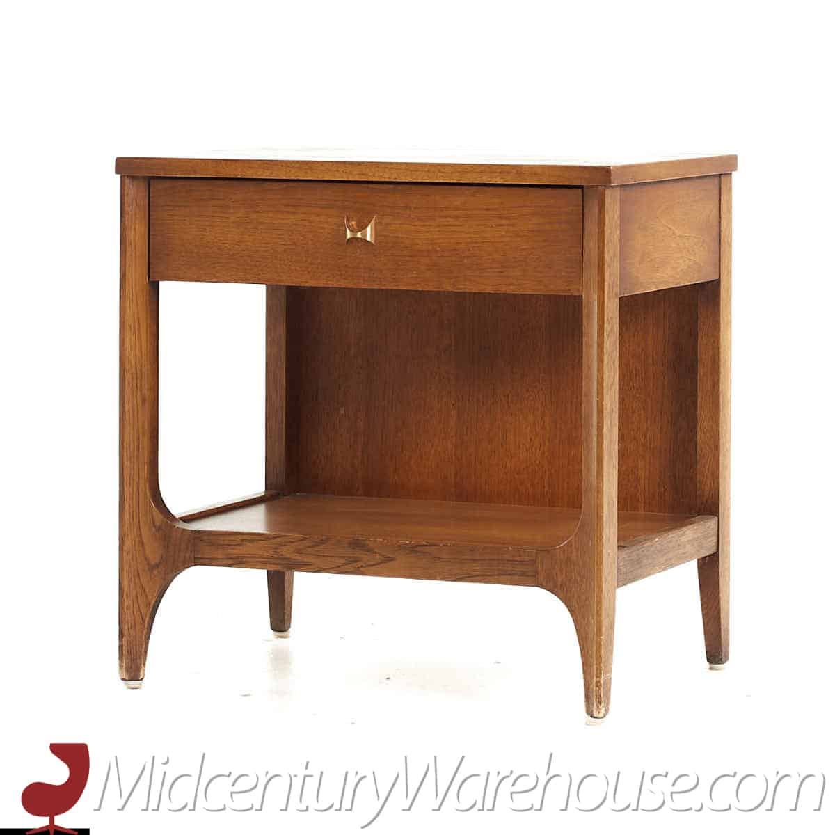 Broyhill Brasilia Mid Century Walnut and Brass Nightstand