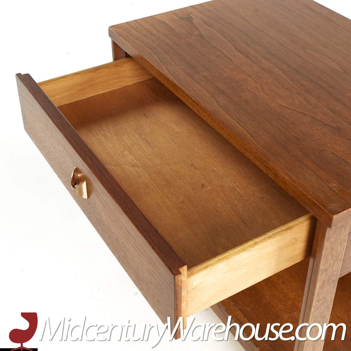 Broyhill Brasilia Mid Century Walnut and Brass Nightstand