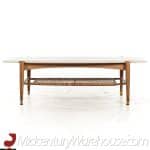 Bruno Mathsson for Dux Mid Century Oak and Travertine Coffee Table
