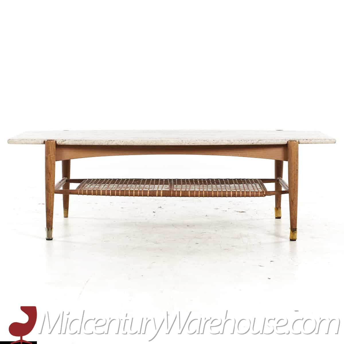 Bruno Mathsson for Dux Mid Century Oak and Travertine Coffee Table