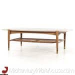 Bruno Mathsson for Dux Mid Century Oak and Travertine Coffee Table