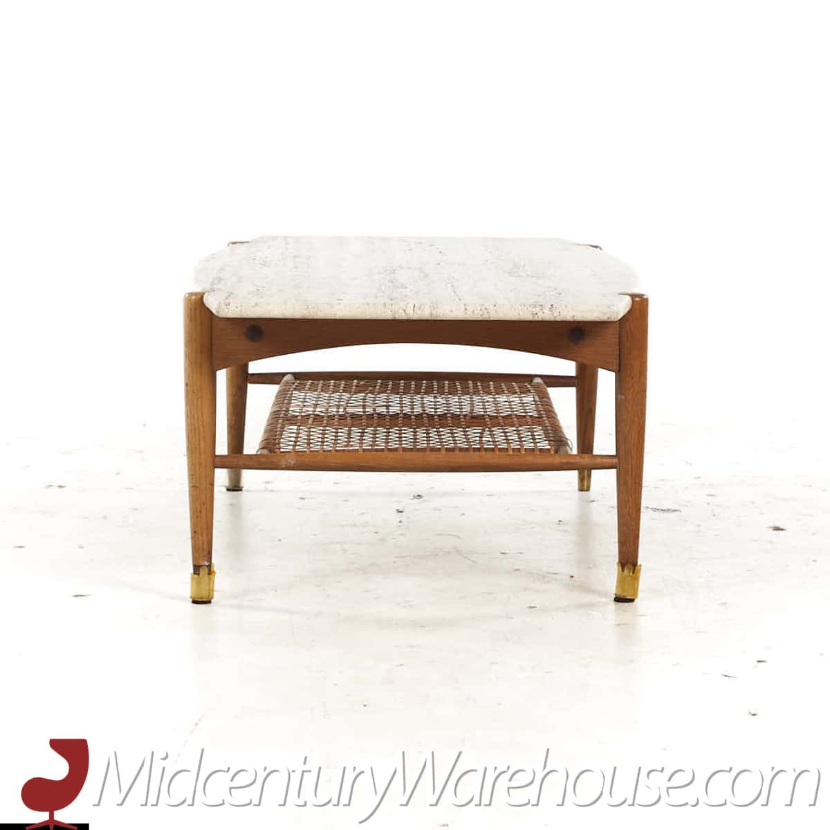Bruno Mathsson for Dux Mid Century Oak and Travertine Coffee Table
