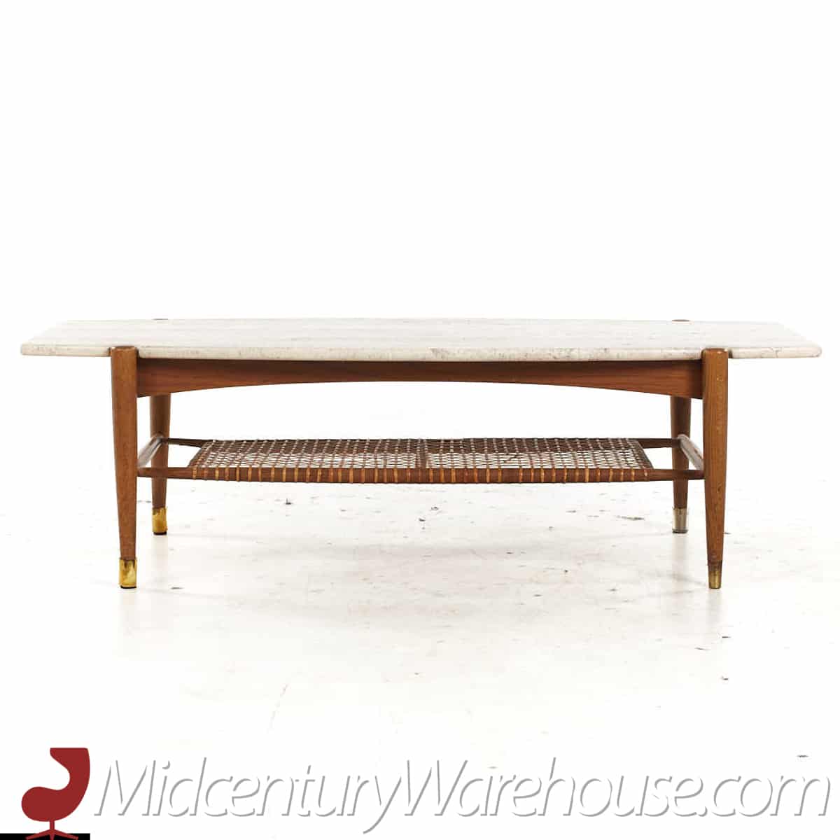 Bruno Mathsson for Dux Mid Century Oak and Travertine Coffee Table