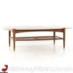 Bruno Mathsson for Dux Mid Century Oak and Travertine Coffee Table