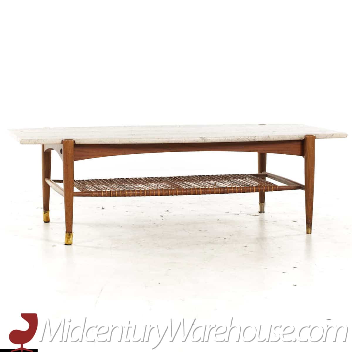 Bruno Mathsson for Dux Mid Century Oak and Travertine Coffee Table