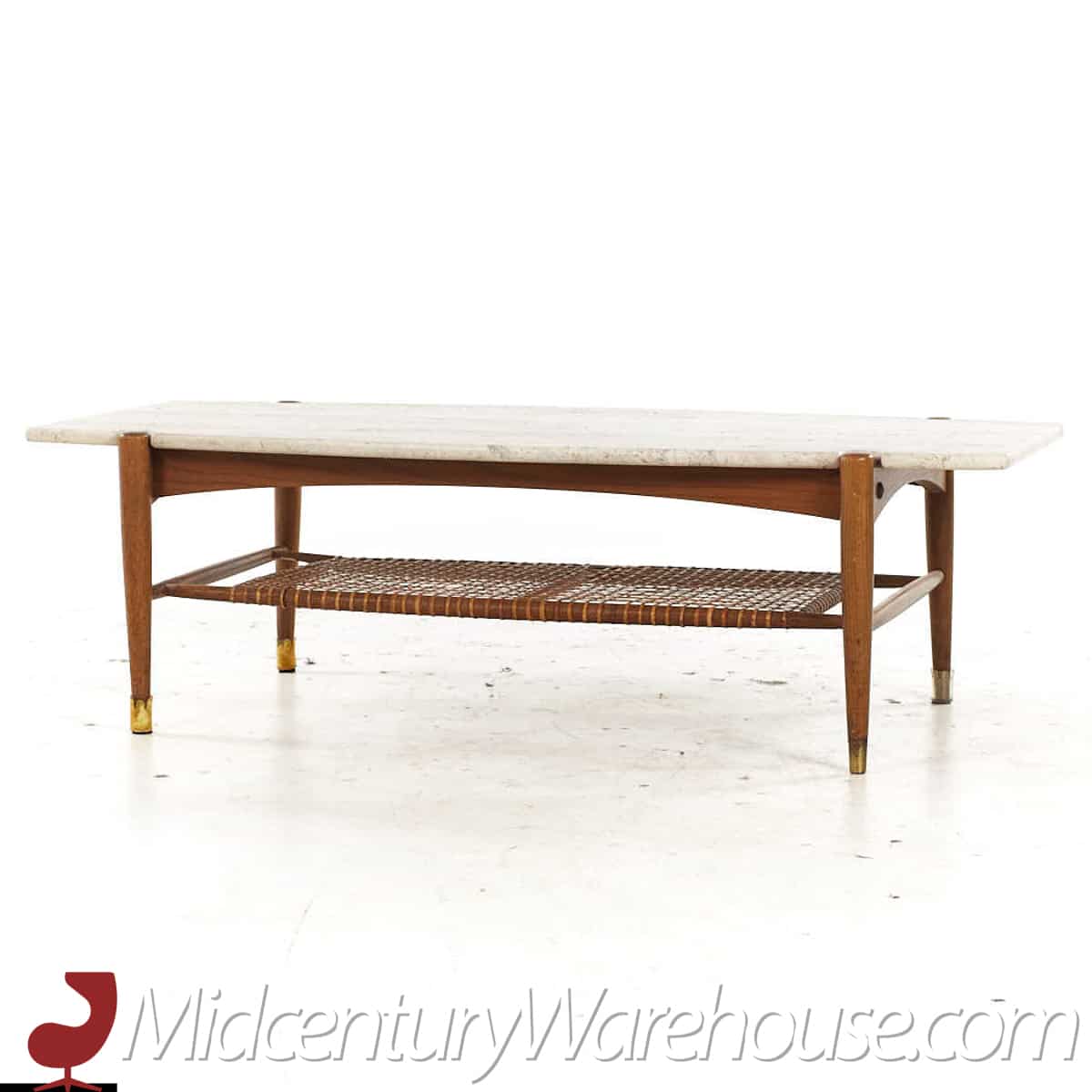 Bruno Mathsson for Dux Mid Century Oak and Travertine Coffee Table