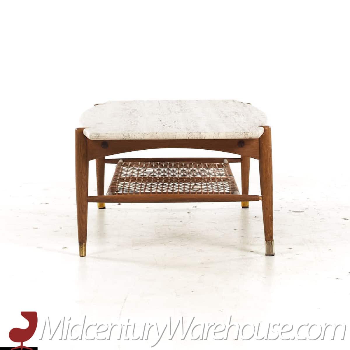 Bruno Mathsson for Dux Mid Century Oak and Travertine Coffee Table