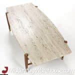 Bruno Mathsson for Dux Mid Century Oak and Travertine Coffee Table