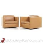 Charles Pfister for Knoll Mid Century Leather Chairs - Pair