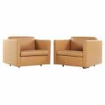 Charles Pfister for Knoll Mid Century Leather Chairs - Pair