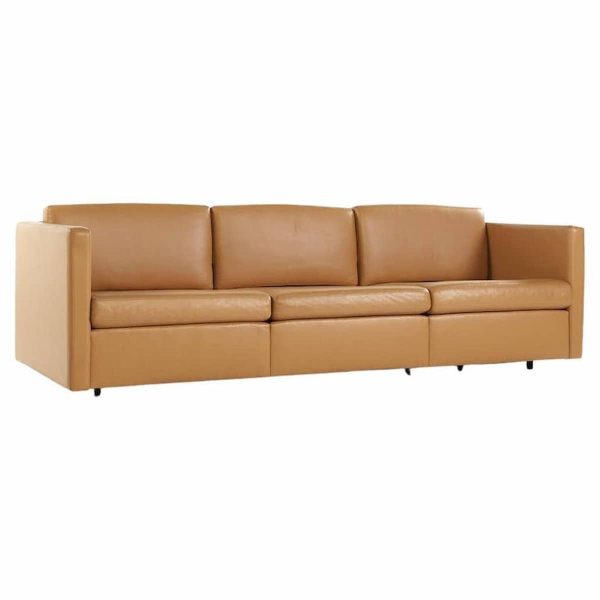 charles pfister for knoll mid century leather sofa