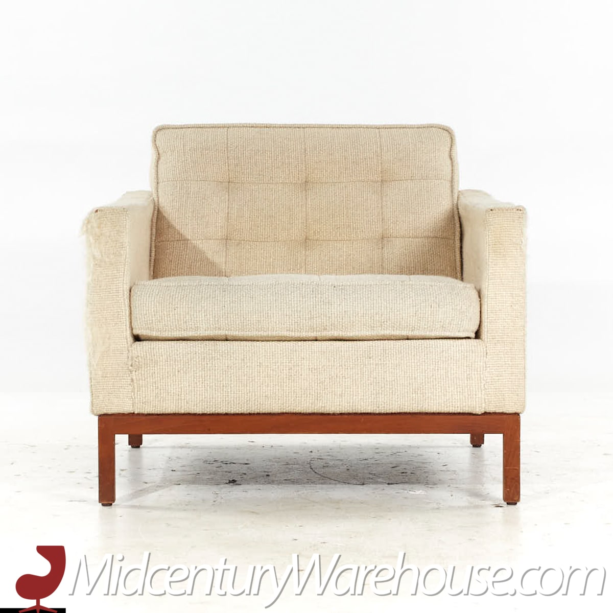 Early Florence Knoll Mid Century Club Walnut Lounge Chair