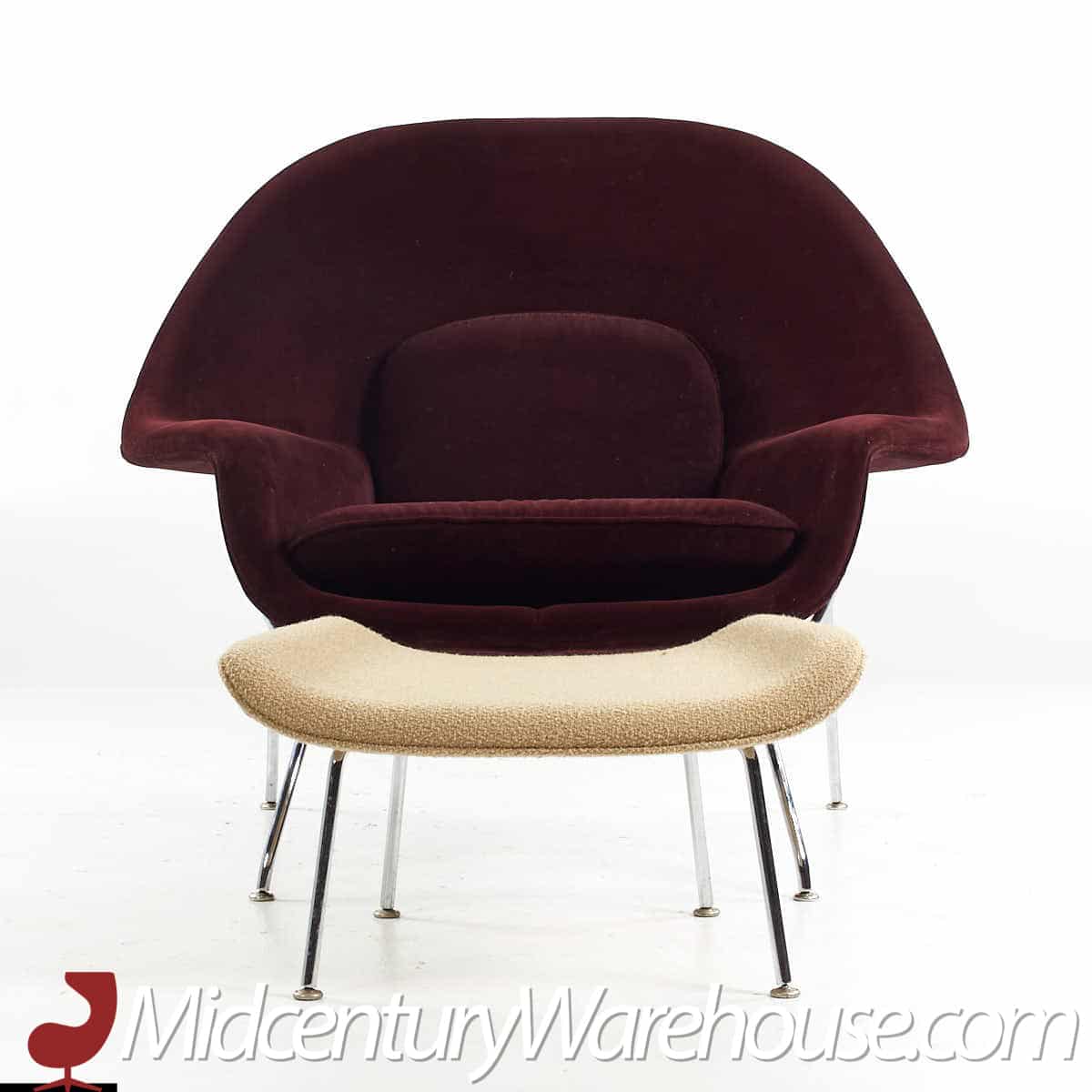 eero saarinen for knoll mid century womb chair with ottoman