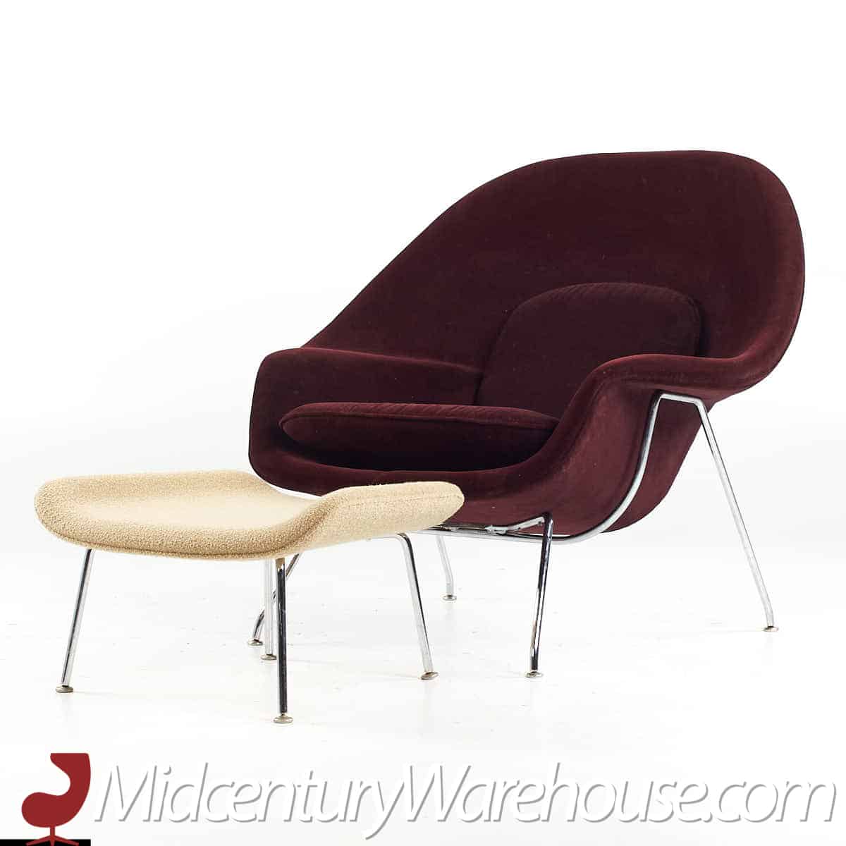 eero saarinen for knoll mid century womb chair with ottoman