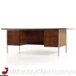 Florence Knoll Style Mid Century Rosewood and Chrome Executive Desk