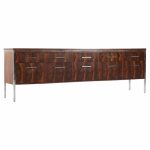 Florence Knoll Style Mid Century Rosewood and Chrome File Credenza