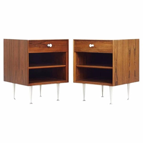 george nelson for herman miller mid century rosewood thin edge nightstands - pair
