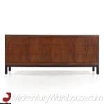 Henredon Mid Century Walnut and Brass 9 Drawer Lowboy Dresser | Mid Century Modern Furniture - Mid Century Furniture Chicago Henredon Mid Century Walnut and Brass 9 Drawer Lowboy Dresser