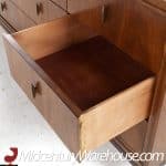 Henredon Mid Century Walnut and Brass 9 Drawer Lowboy Dresser | Mid Century Modern Furniture - Mid Century Furniture Chicago Henredon Mid Century Walnut and Brass 9 Drawer Lowboy Dresser