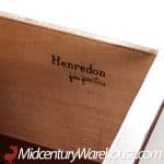 Henredon Mid Century Walnut and Brass 9 Drawer Lowboy Dresser | Mid Century Modern Furniture - Mid Century Furniture Chicago Henredon Mid Century Walnut and Brass 9 Drawer Lowboy Dresser