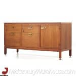Jens Risom Mid Century Walnut and Brass Credenza