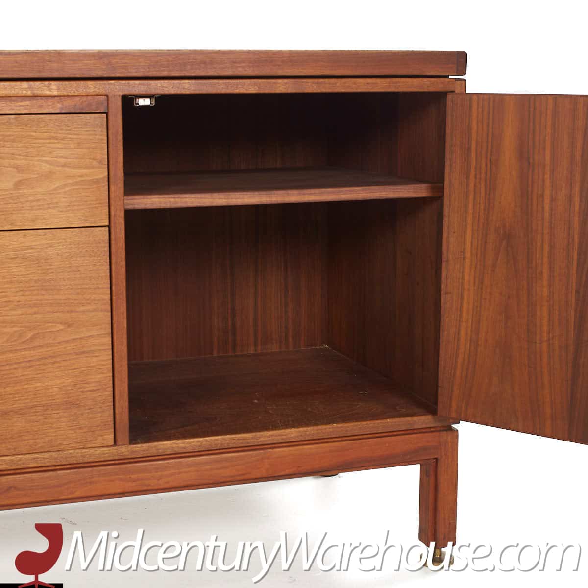 Jens Risom Mid Century Walnut and Brass Credenza