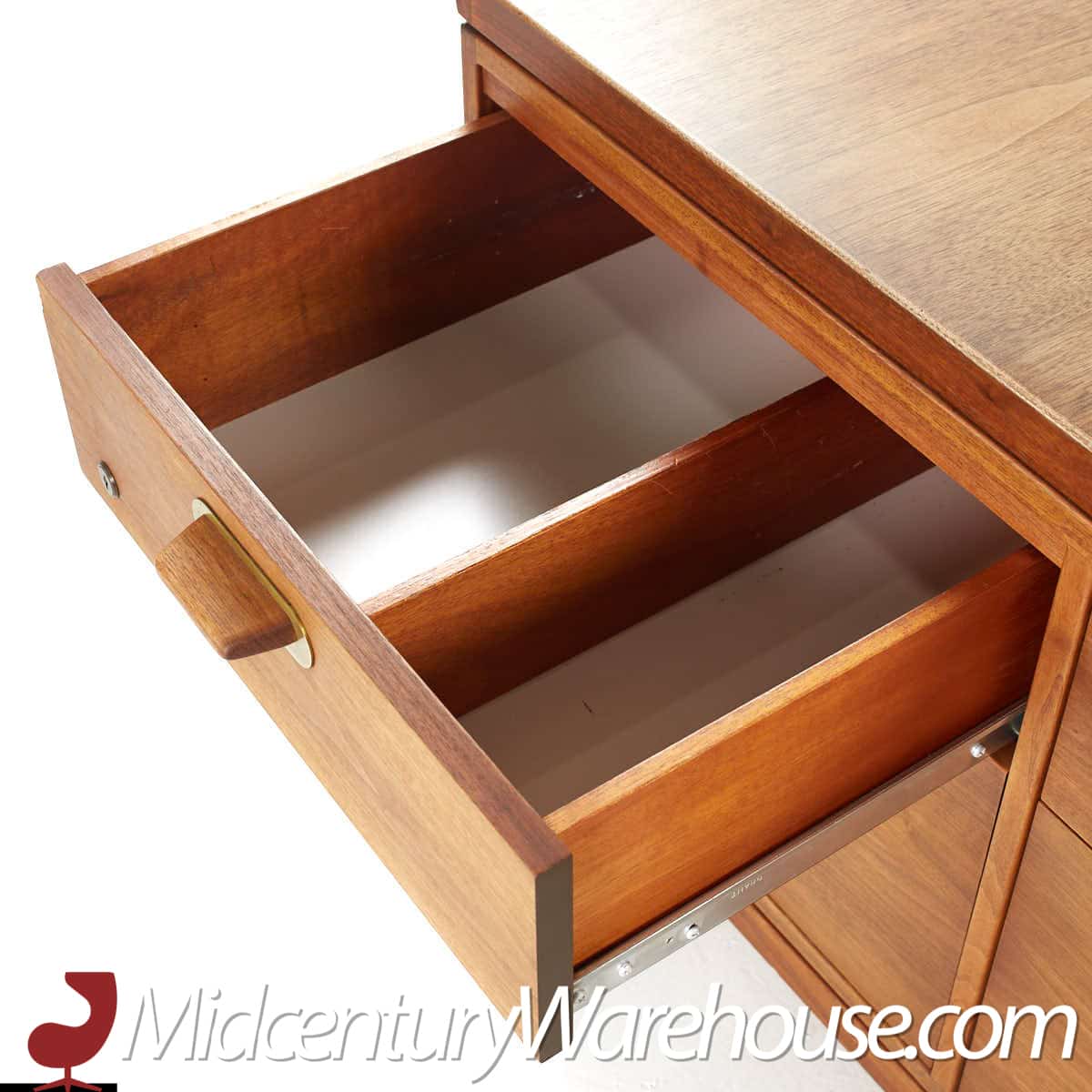 Jens Risom Mid Century Walnut and Brass Credenza