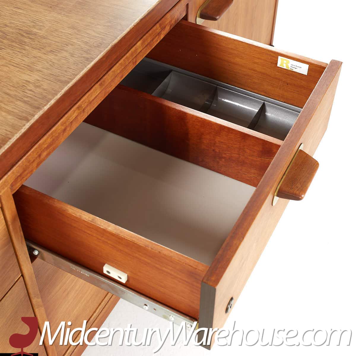 Jens Risom Mid Century Walnut and Brass Credenza