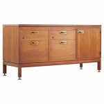 Jens Risom Mid Century Walnut and Brass Credenza