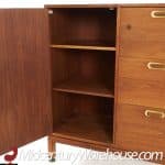 Jens Risom Mid Century Walnut and Brass Tall File Cabinet Credenza