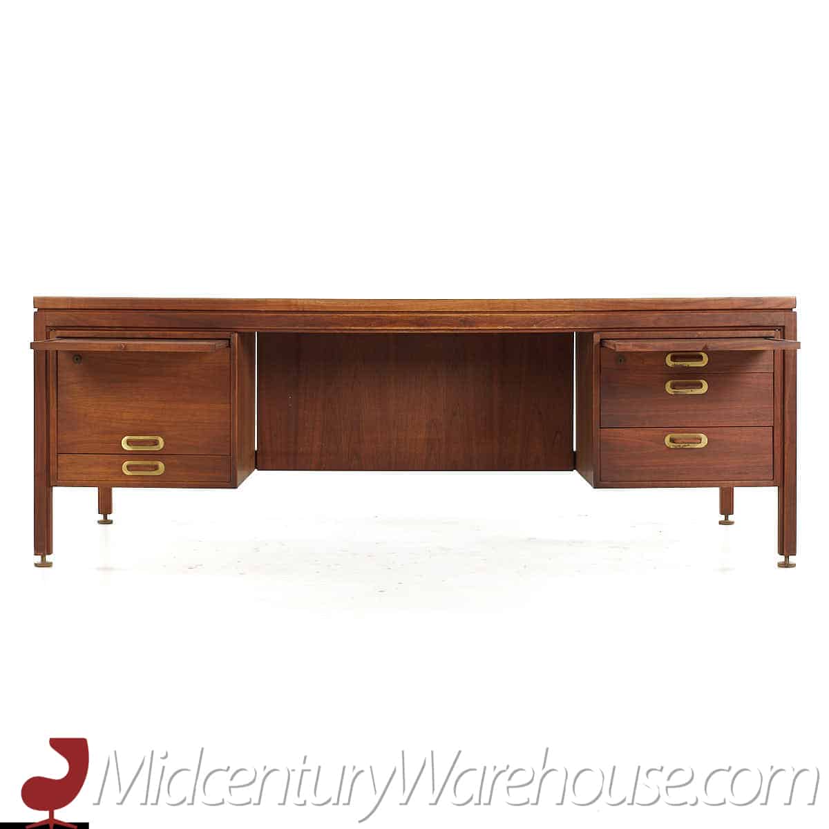 Jens Risom Mid Century Walnut and Formica Executive Desk