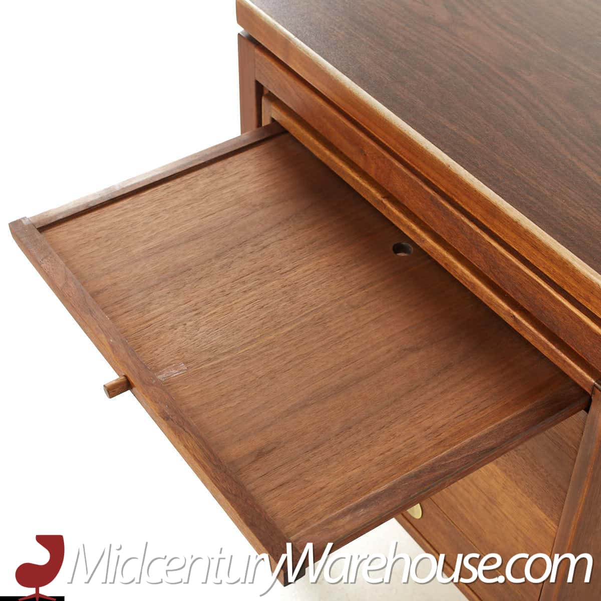 Jens Risom Mid Century Walnut and Formica Executive Desk