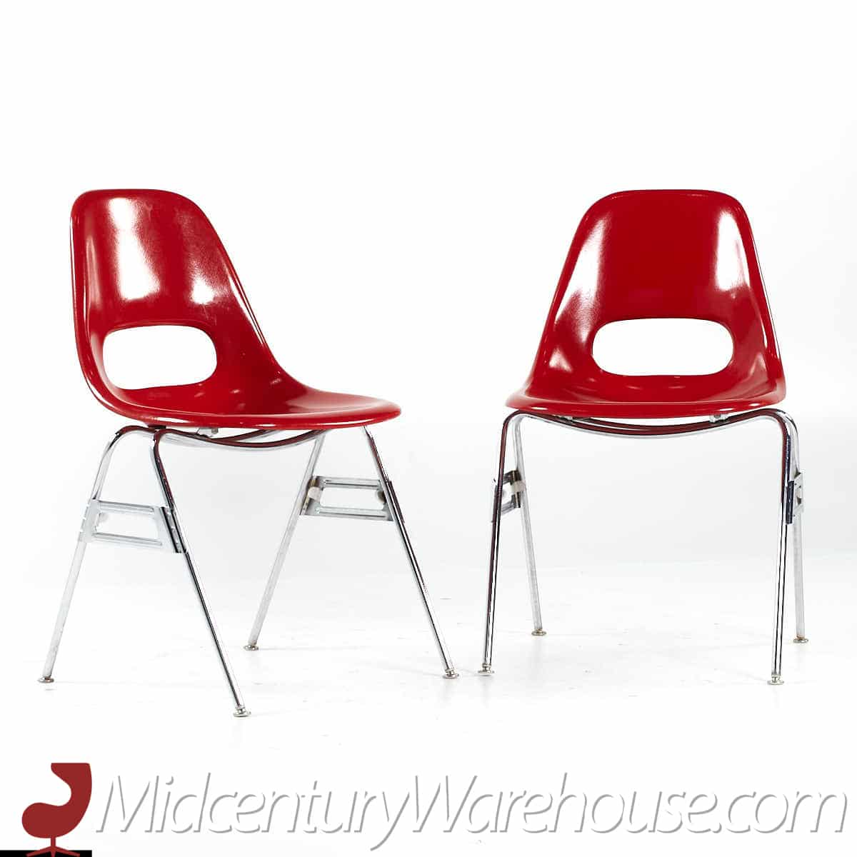 Krueger Mid Century Fiberglass Stacking Chairs - Set of 8